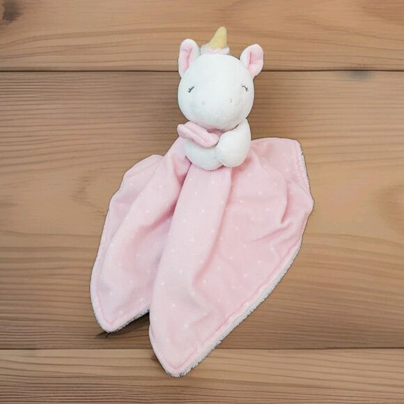 Carters Just One You Pink Unicorn White Dot Security Blanket Plush Baby Lovey - Picture 1 of 12